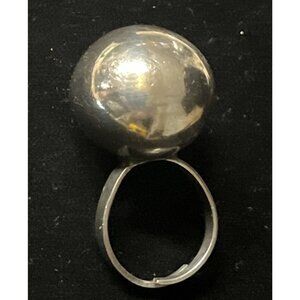 Vintage Sterling Silver Modernist Large Sphere Ball Ring Signed 9.2g Adjustable